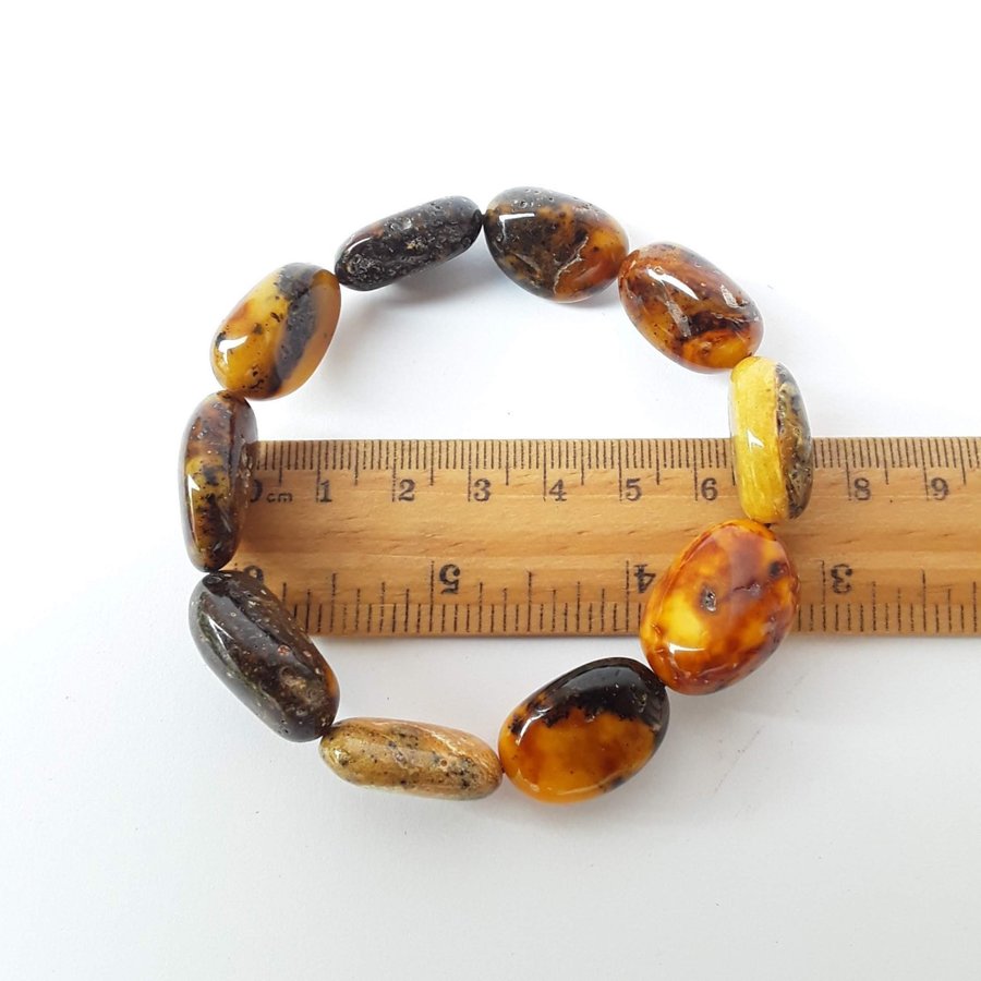Baltic amber necklace and bracelet set Brown oval gemstone jewelry set for women