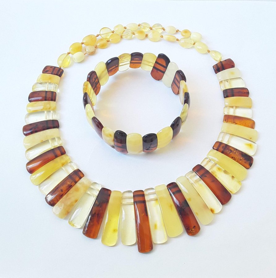 Baltic amber Cleopatra style necklace and bracelet set women’s gemstone jewelry