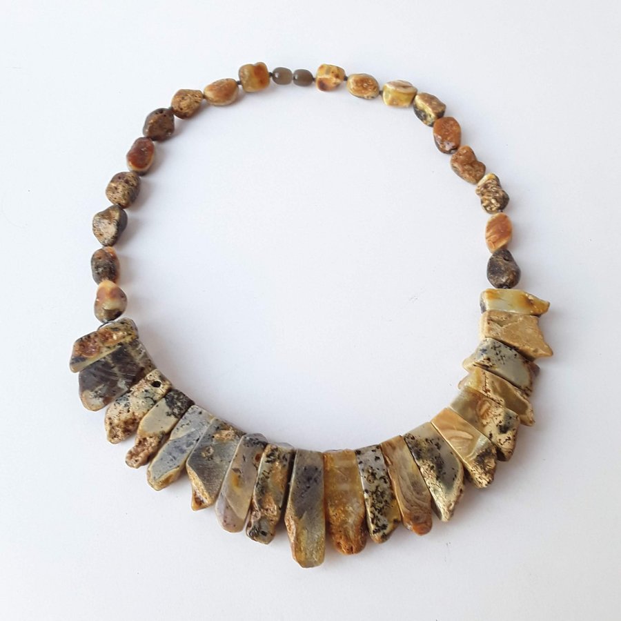 Baltic amber Cleopatra style necklace Unique brown gemstone collar jewelry women