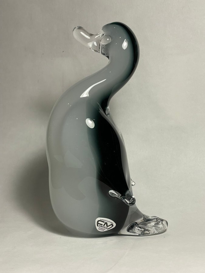 Handsculptured FM konstglas Ronneby Sweden glas figurin anka fågel