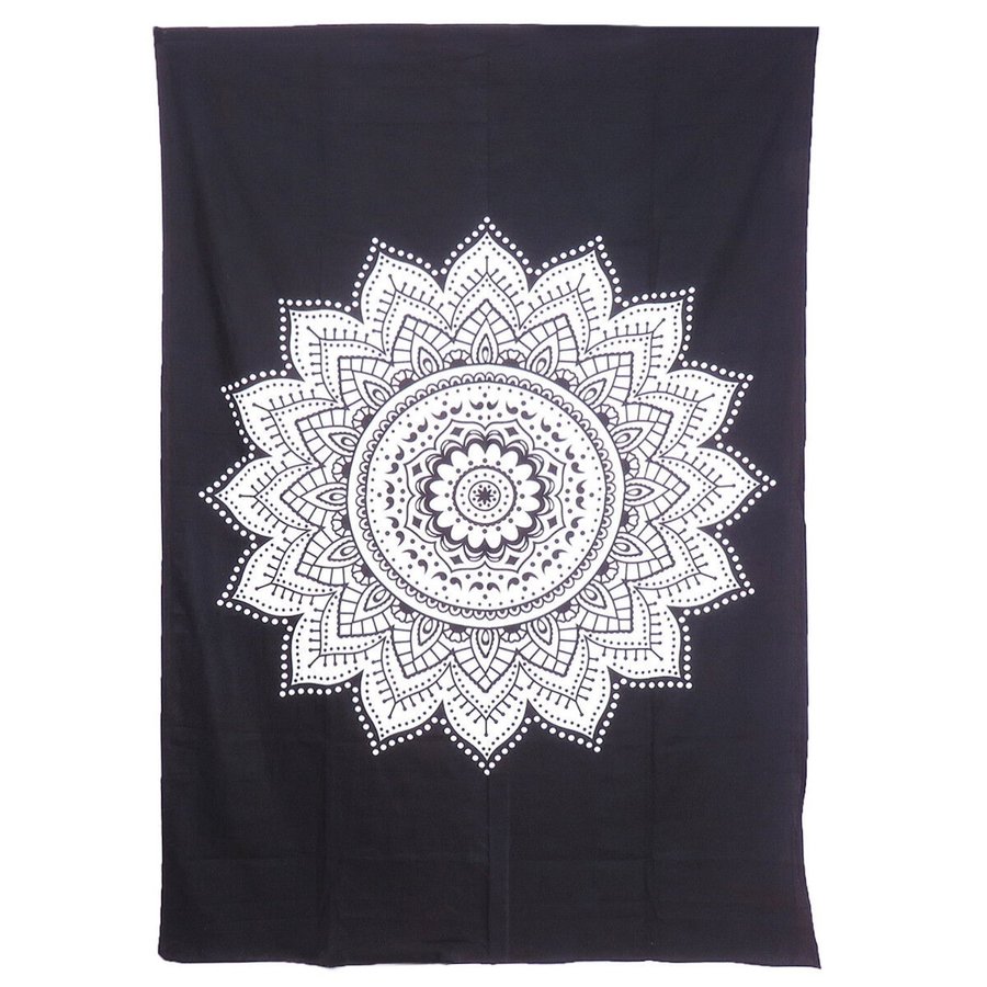 Beautiful Black  White Mandala Wall Hanging Indian Tapestry Room Carpet