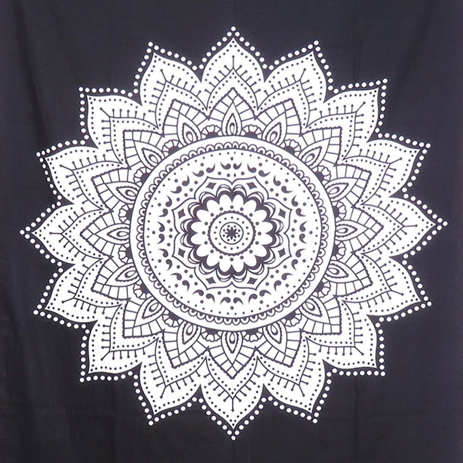 Beautiful Black  White Mandala Wall Hanging Indian Tapestry Room Carpet