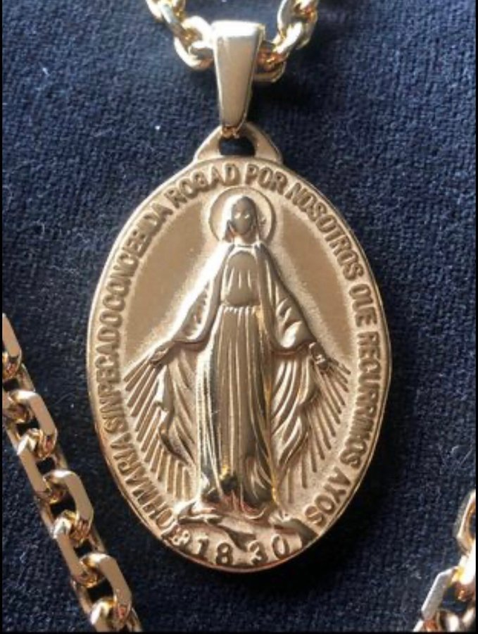 Halsband Virgin Mary Ikon 60cm guldpläterat