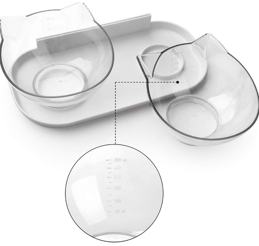 Kattmatskål med stativ Kattmatskål - 15° kattskål Upphöjd Personlig husdjursskål