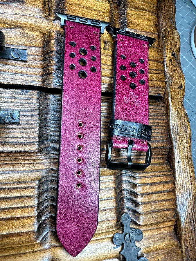 Outlet pris: Handgjord Klockarmband i äkta läder 22mm