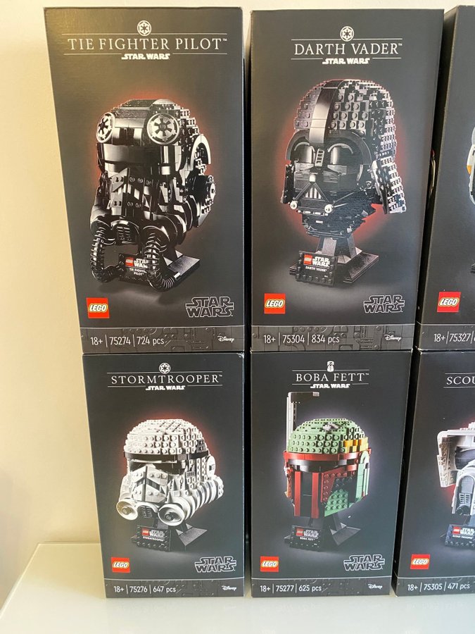 Lego Star Wars Helmet Komplett samling 11 st Oöppnade