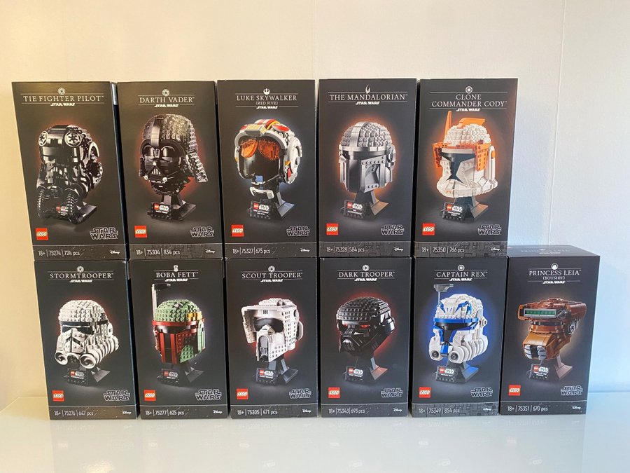 Lego Star Wars Helmet Komplett samling 11 st Oöppnade