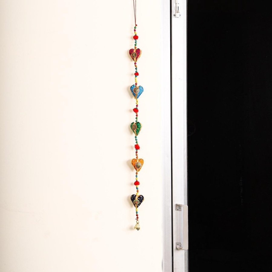 2pc Handmade Indian Traditional Five Heart Shape Hanging Layer Door Hanging