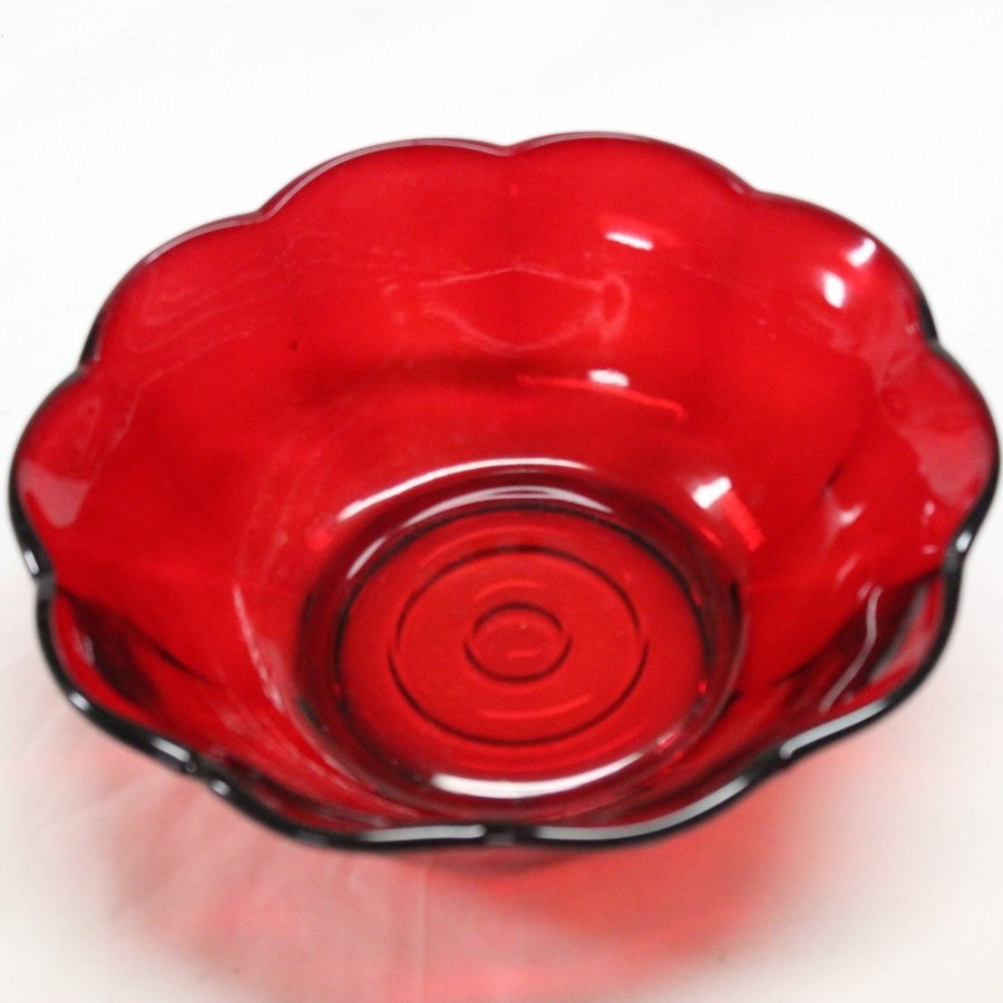 Vintage Rubinröd Glasskål Salladssål i Rubinrött Glas Reijmyre