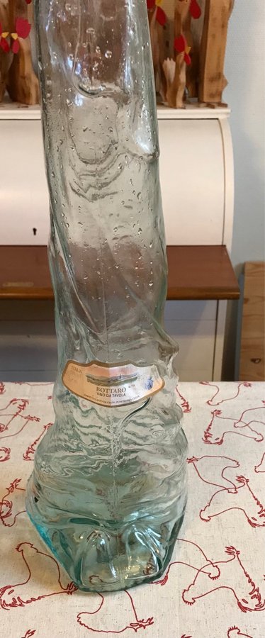 Helt unik Italiensk vin flaska glas 81 cm hög vintage