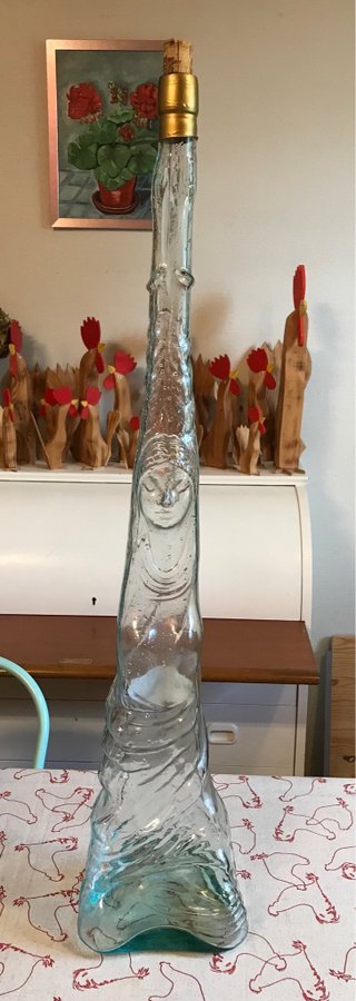 Helt unik Italiensk vin flaska glas 81 cm hög vintage