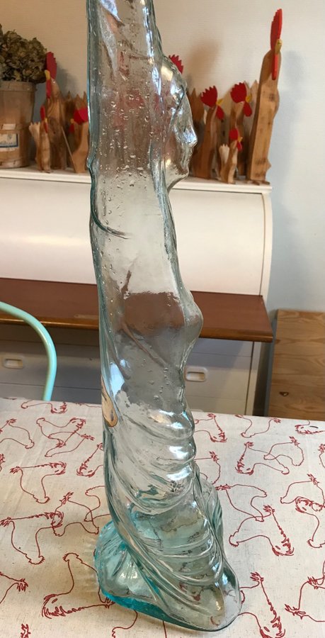 Helt unik Italiensk vin flaska glas 81 cm hög vintage