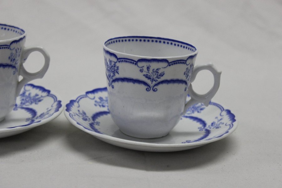 2 Kaffekopp Moccakopp med Fat Gustavsberg Gustafsberg Rococo 1892-1927