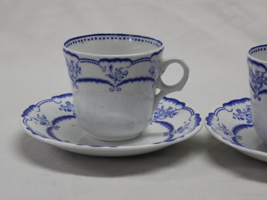 2 Kaffekopp Moccakopp med Fat Gustavsberg Gustafsberg Rococo 1892-1927