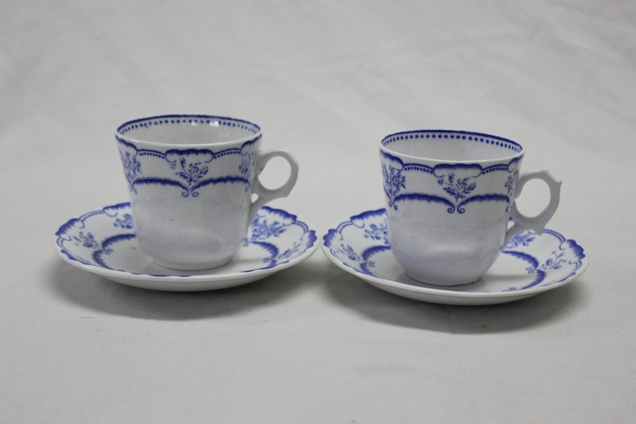 2 Kaffekopp Moccakopp med Fat Gustavsberg Gustafsberg Rococo 1892-1927