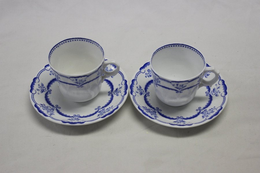 2 Kaffekopp Moccakopp med Fat Gustavsberg Gustafsberg Rococo 1892-1927