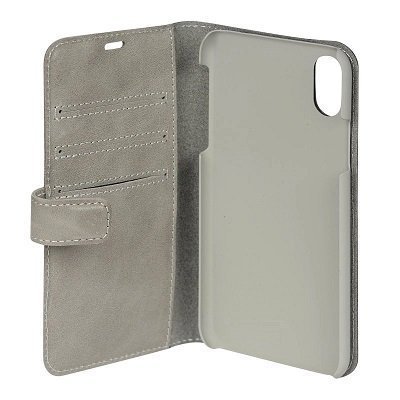 *NY Plånboksfodral 3 Kort Essentials iPhone X / XS Plånboksväska Äkta läder Grå