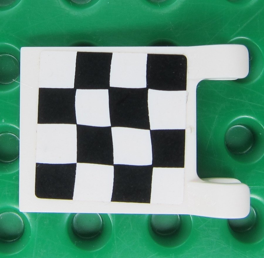 LEGO Flag 2 X 2 Vit svart Racing