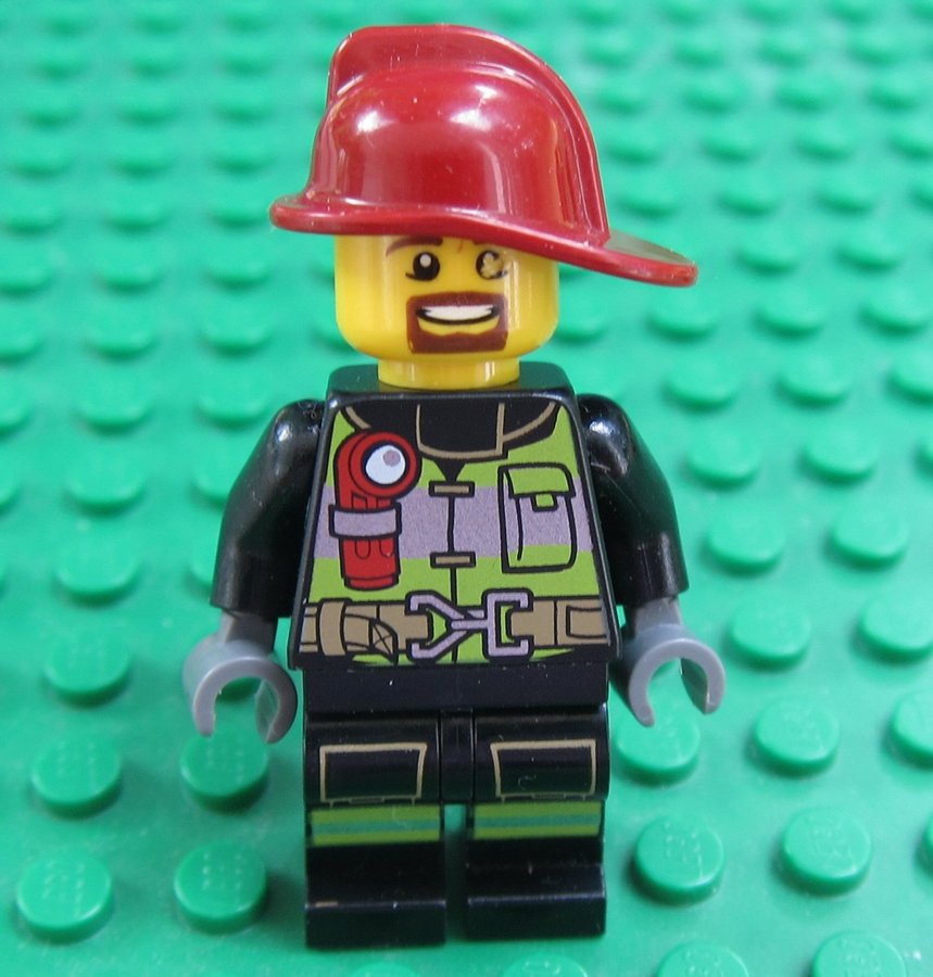 LEGO figur brandman Fire Fighter Vinrödhjälm brandkår