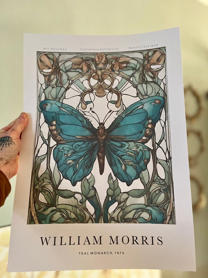 Poster A3 William Morris ”Teal Monarch”