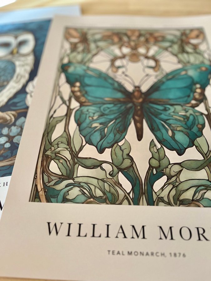 Poster A3 William Morris ”Teal Monarch”