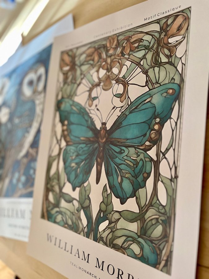 Poster A3 William Morris ”Teal Monarch”