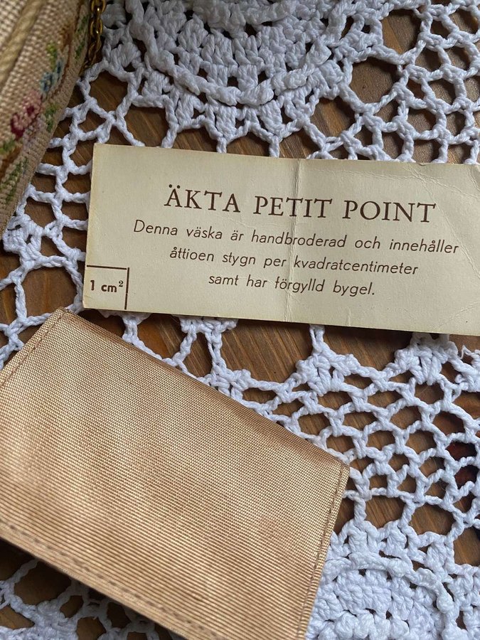 Vintage aftonväska Petit point äkthetsbevis