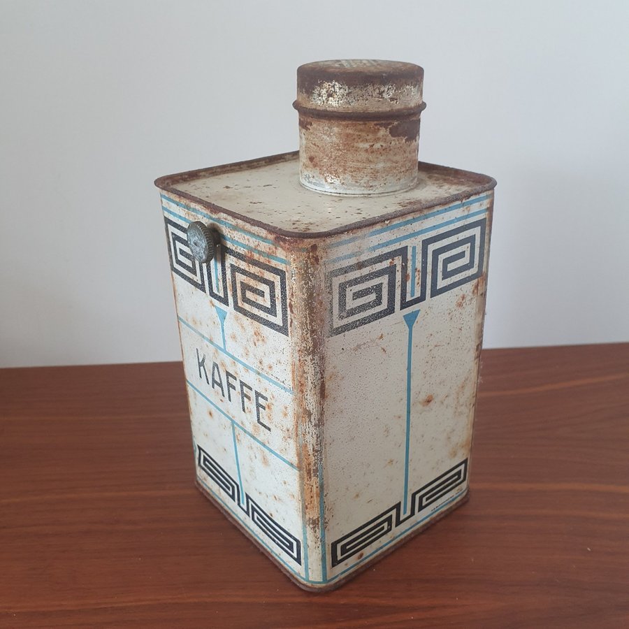 Antique Old coffe can Gammal Kaffe burk AB bleckvarufabrik  Malmö  Hermetic