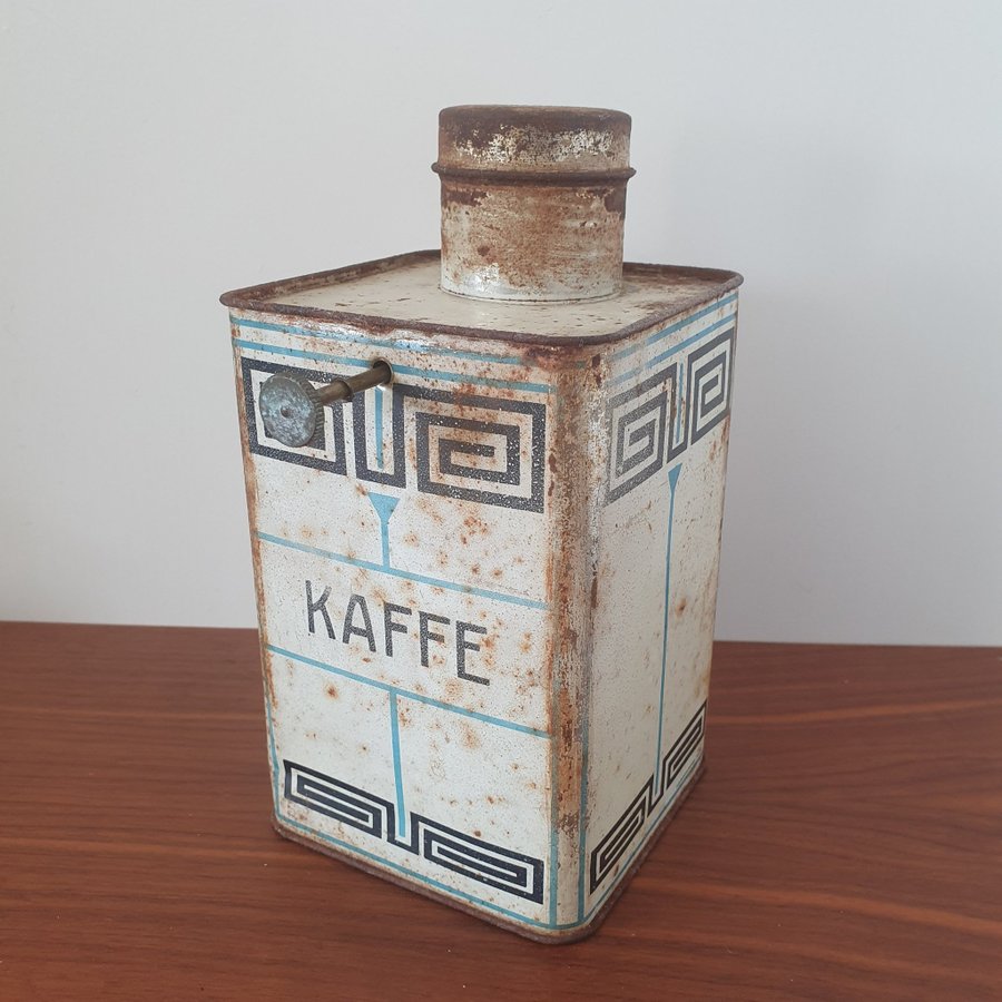 Antique Old coffe can Gammal Kaffe burk AB bleckvarufabrik  Malmö  Hermetic