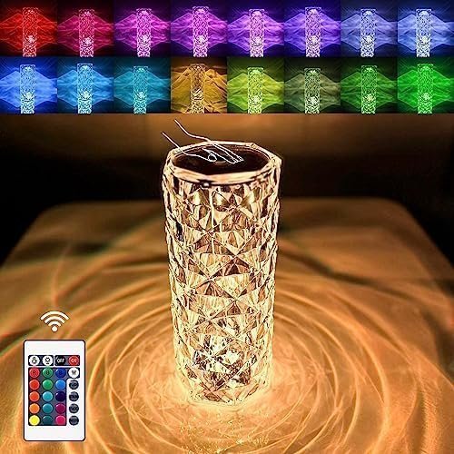 Crystal Skrivbordslampa RGB färgskiftande nattljus Rose Diamond Touch Lamp