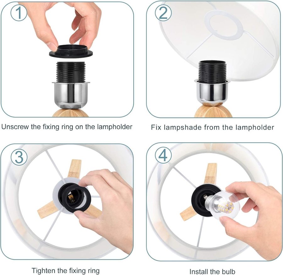 Liten bordslampa sänglampa (vit)