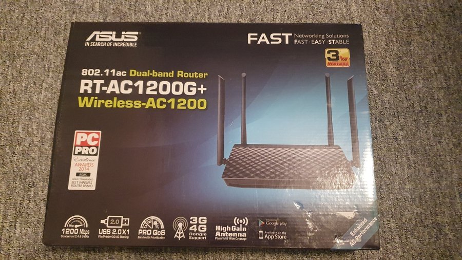 Asus router model RT-AC1200G+Wireless-AC1200 dual-band gigabit router