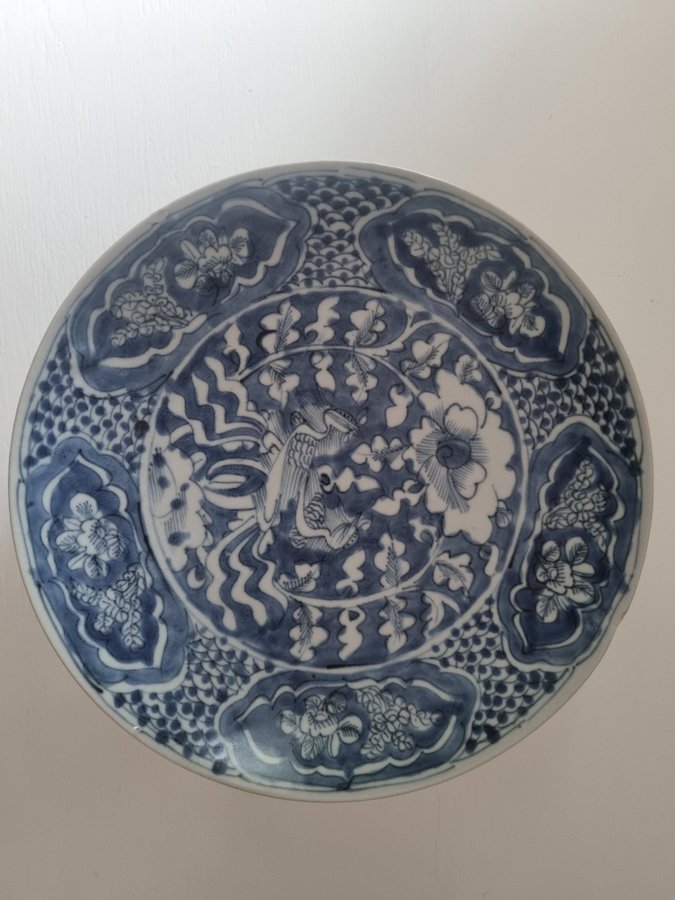 Binh Thuan Kinesisk Antik Blå Vit Fat Skål Tallrik orientalisk