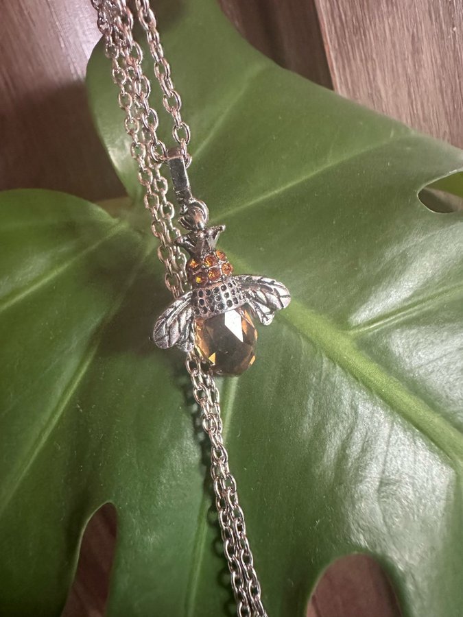 Halsband med hänge bi med Sten / charm - bijouterier färg guld