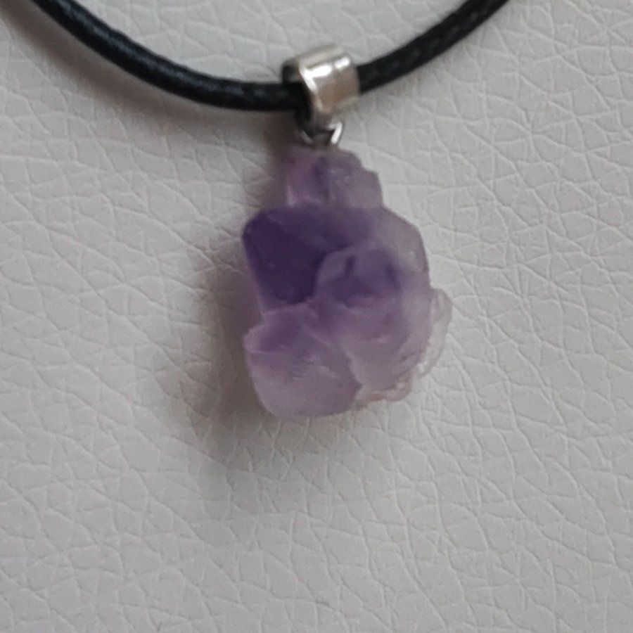 Sten kristall lila violet lavendel halsband kedja hänge present chakra yoga rei