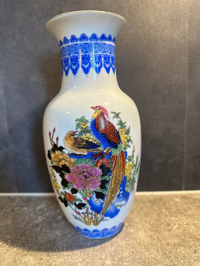 Kina Vas med vackra Fåglar / Retro Vintage