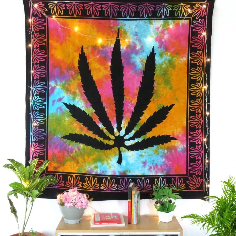 Tie Dye Leaf Tapestry Wall Hanging Room Psychedelic Tapestries