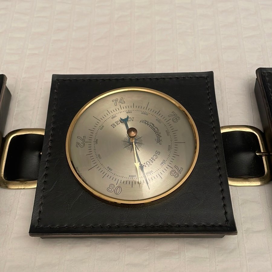 Vintage Skinn HYDROMETER barometer termometer Hängande