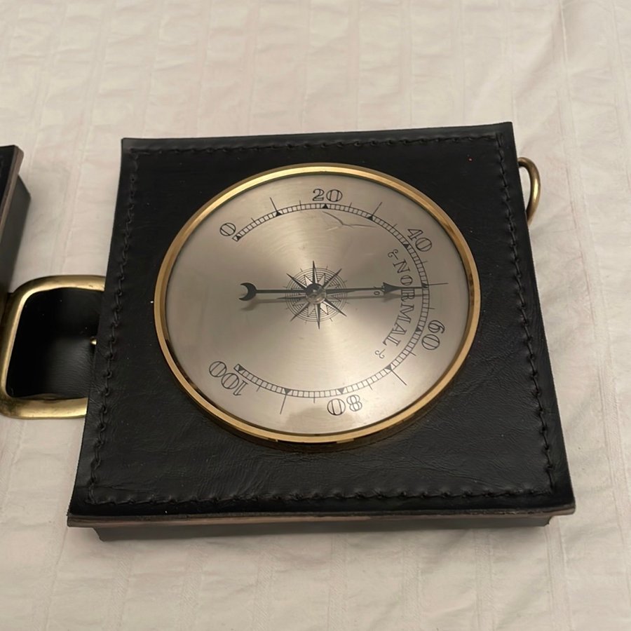 Vintage Skinn HYDROMETER barometer termometer Hängande