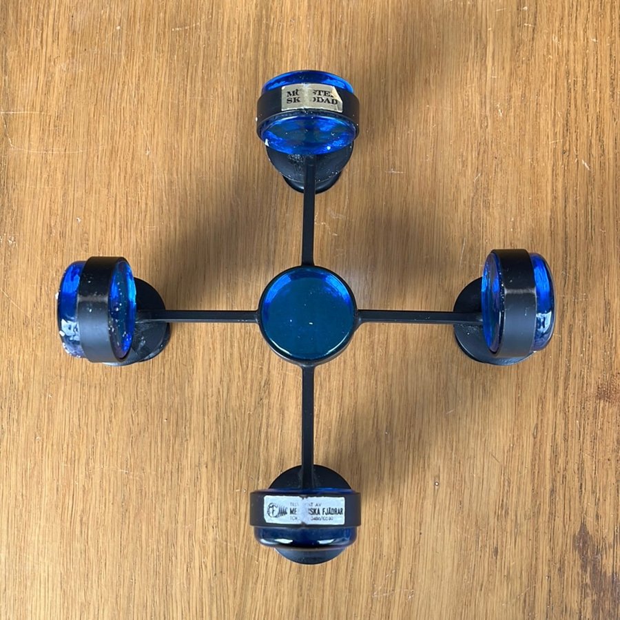 Ljusstake för 4 ljus smide blå glas Gunnar Ander