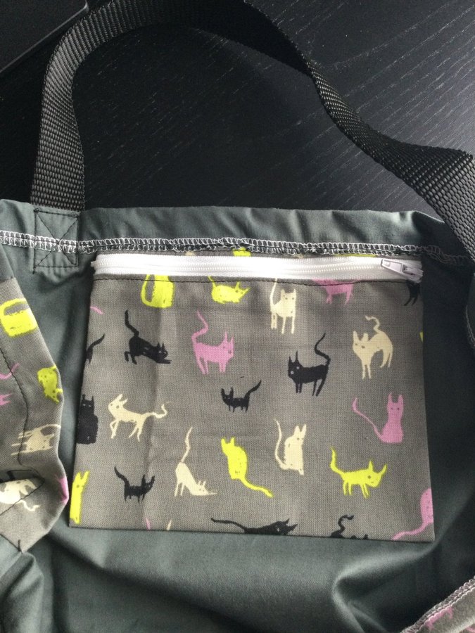 Tote bag tygasse med kattmotiv pengarna till ett katthem