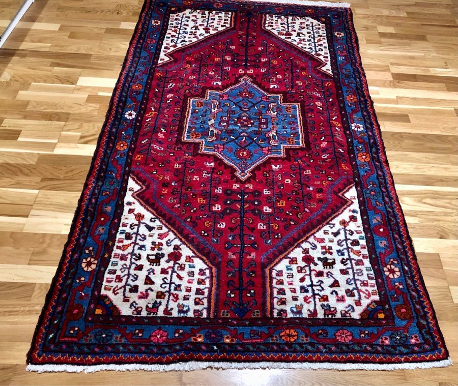 Äkta handknuten orientalisk ullmatta 120x210 cm