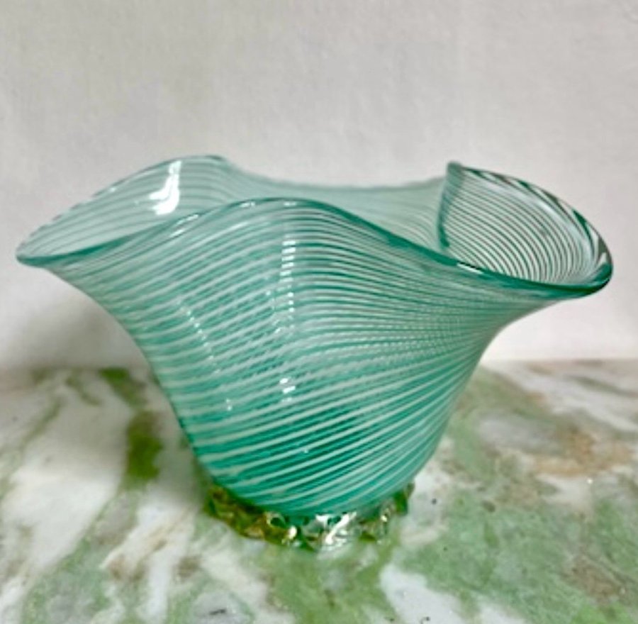 MURANO GLAS SKÅL ITALY VINTAGE RETRO SWIRL BOWL GLASS ITALIEN VENEDIG