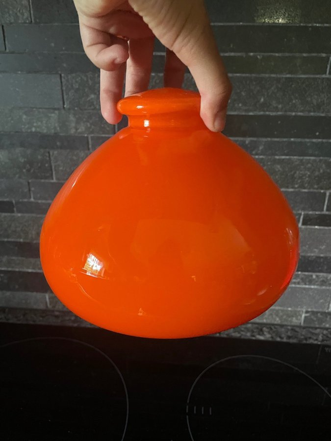 RETRO Orange KUPA D 17 cm GLASKUPA FOTOGENLAMPA TAKLAMPA LAMPA BORDSLAMPA