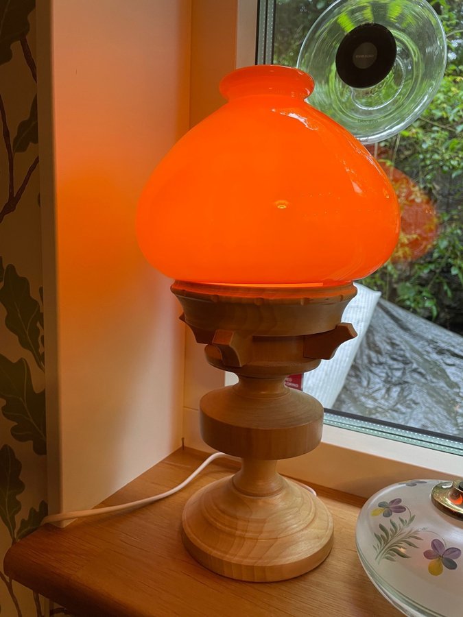 RETRO Orange KUPA D 17 cm GLASKUPA FOTOGENLAMPA TAKLAMPA LAMPA BORDSLAMPA