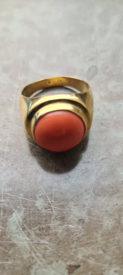 18K korall ring 1096 grams