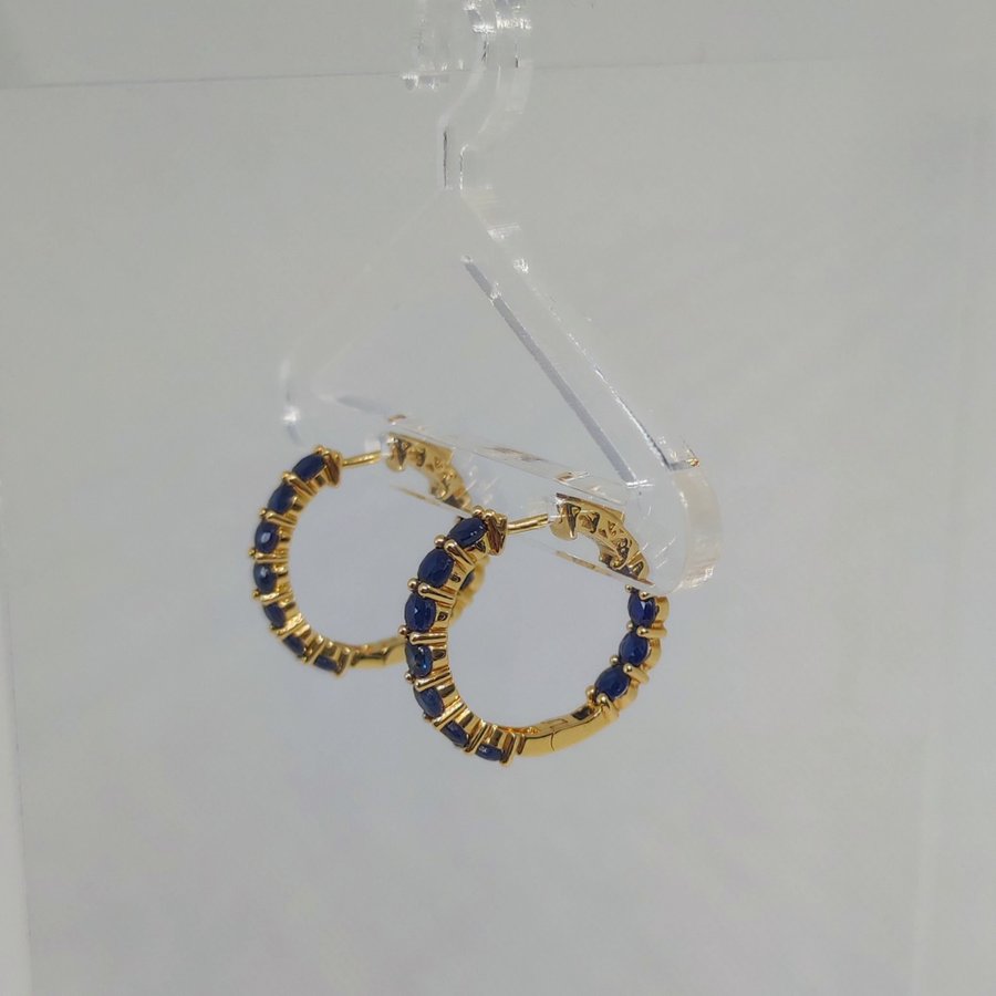38ct Blue Sapphire Hoop Earrings