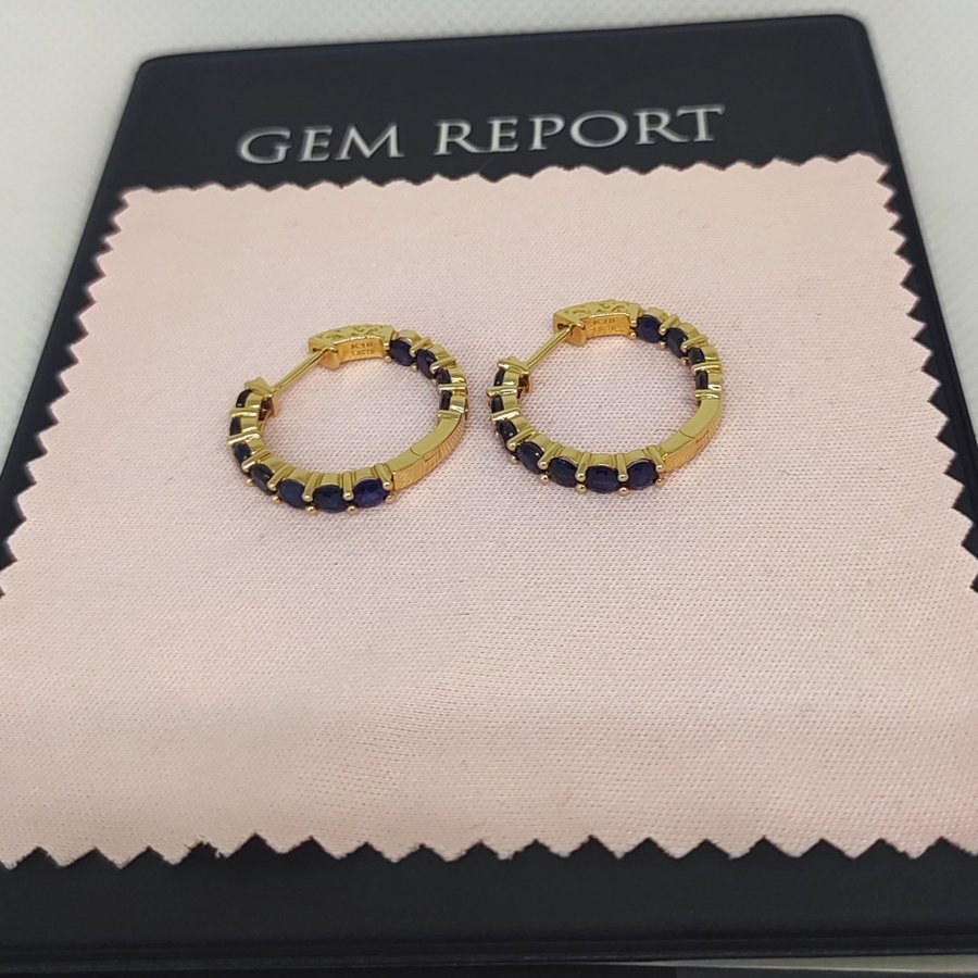 38ct Blue Sapphire Hoop Earrings