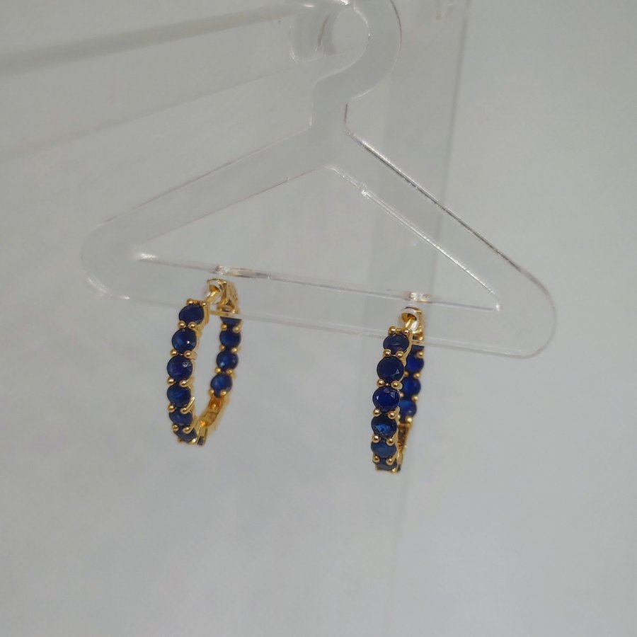 38ct Blue Sapphire Hoop Earrings