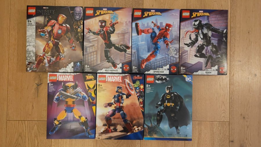 Diverse oöppnade Lego Marvel och DC set NYA